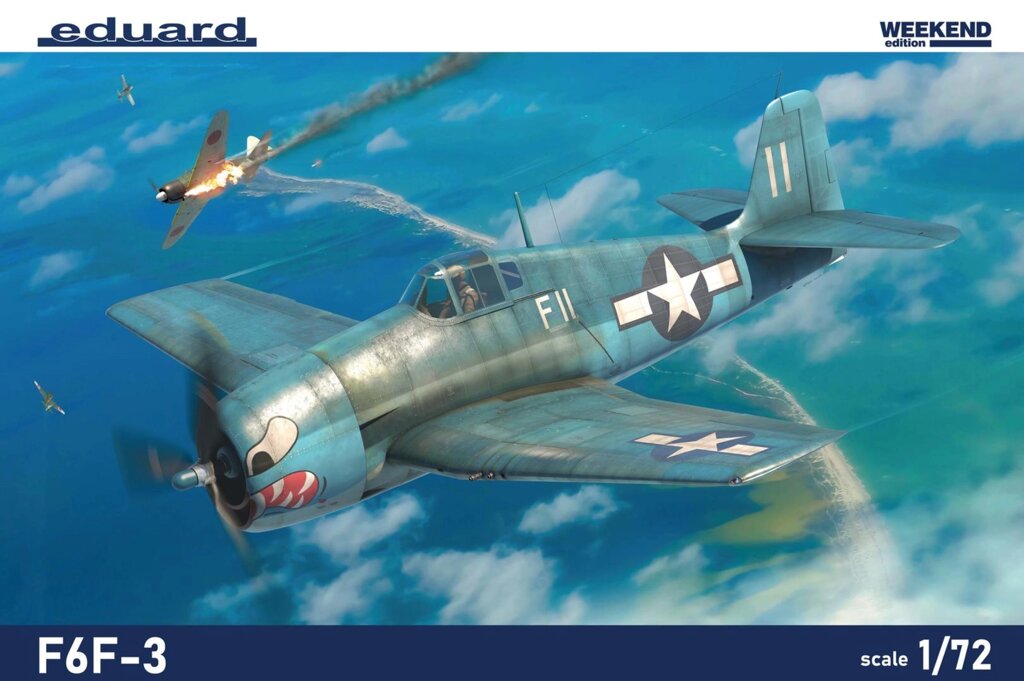 Масштабна модель американського морського винищувача F6F-3 Hellcat в масштабі 1/72. EDUARD 7457 від компанії Хоббінет - збірні моделі - фото 1