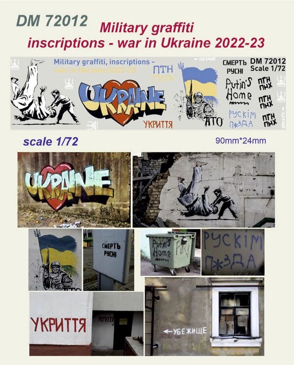 Матеріал для діорам. Графіті та написи на стінах. Війна України. 2022-24 рр. 1/72 DANMODELS DM72012 від компанії Хоббінет - збірні моделі - фото 1