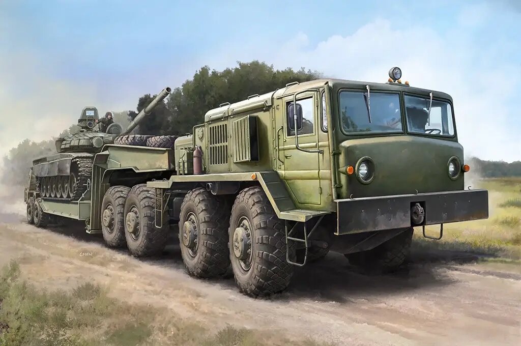 МАЗ-537Г пізній із напівпричепом ЧМЗАП-5247Г у масштабі 1/72. TRUMPETER 07195 від компанії Хоббінет - збірні моделі - фото 1