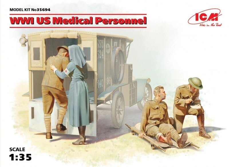 Медичний персонал США, І МВ. 1/35 ICM 35694 від компанії Хоббінет - збірні моделі - фото 1