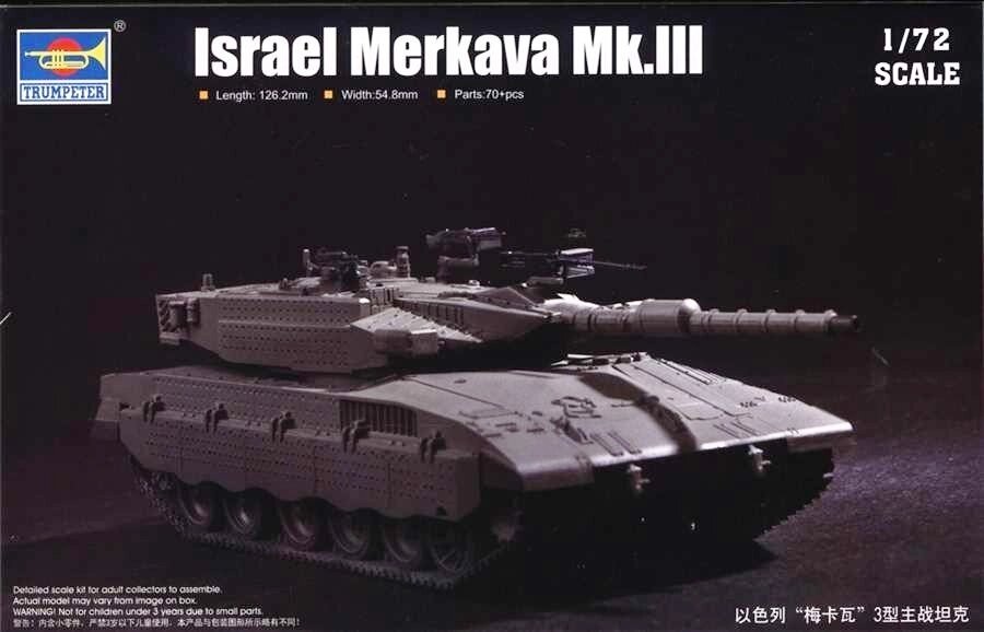Merkava Mk. III. Збірна модель ізраїльського танка. 1/72 TRUMPETER 07103 від компанії Хоббінет - збірні моделі - фото 1