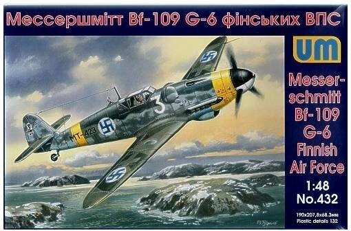 Messerschmitt Bf 109-G6, фінських ВВС. Збірна модель німецького літака в масштабі 1/48. UM 432 від компанії Хоббінет - збірні моделі - фото 1