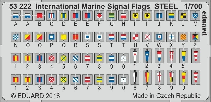 Міжнародні морські сигнальні прапори. Кольорове фототравлення в масштабі 1/700. EDUARD 53222 від компанії Хоббінет - збірні моделі - фото 1