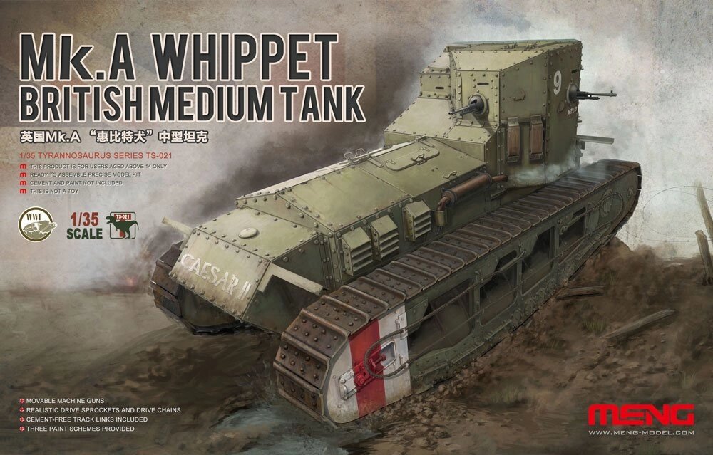 Mk. A Whippet Британський середній танк в масштабі 1/35. MENG TS-021 від компанії Хоббінет - збірні моделі - фото 1