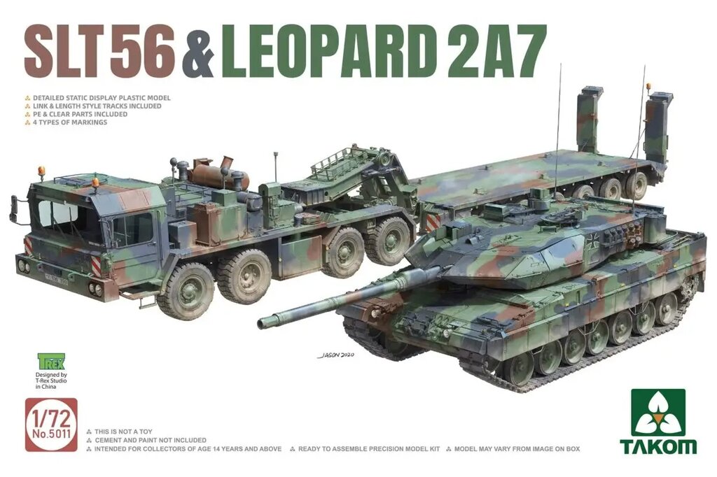 Модель танкового транспортера Faun SLT56 та модель танка Leopard 2 A7. TAKOM 5011 від компанії Хоббінет - збірні моделі - фото 1