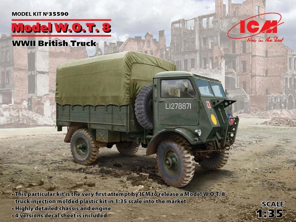 Model W. O. T. 8, Британський вантажний автомобіль ІІ МВ. Збірна модель. 1/35 ICM 35590 від компанії Хоббінет - збірні моделі - фото 1