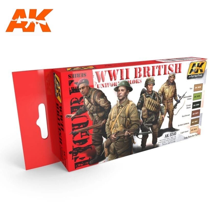 Набір акрилових фарб британська уніформа Другої світової війни. AK-INTERACTIVE AK-3240 від компанії Хоббінет - збірні моделі - фото 1