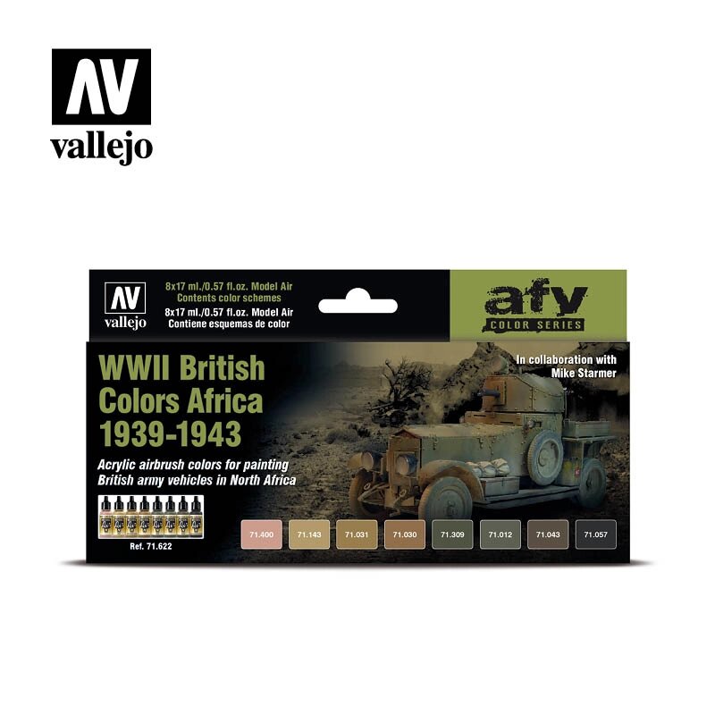 Набір акрилових фарб Британські кольори Другої світової війни в Африці 1939-1943 років. VALLEJO 712622 від компанії Хоббінет - збірні моделі - фото 1