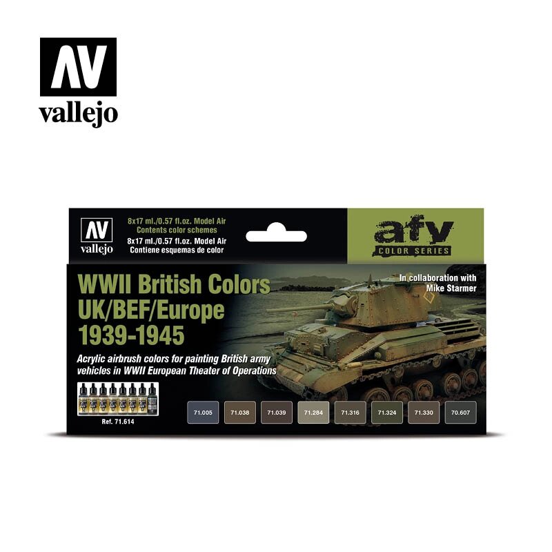 Набір акрилових фарб Британські кольори Другої світової війни, Великобританія /BEF/ Європа, 1939-1945. VALLEJO 712614 від компанії Хоббінет - збірні моделі - фото 1