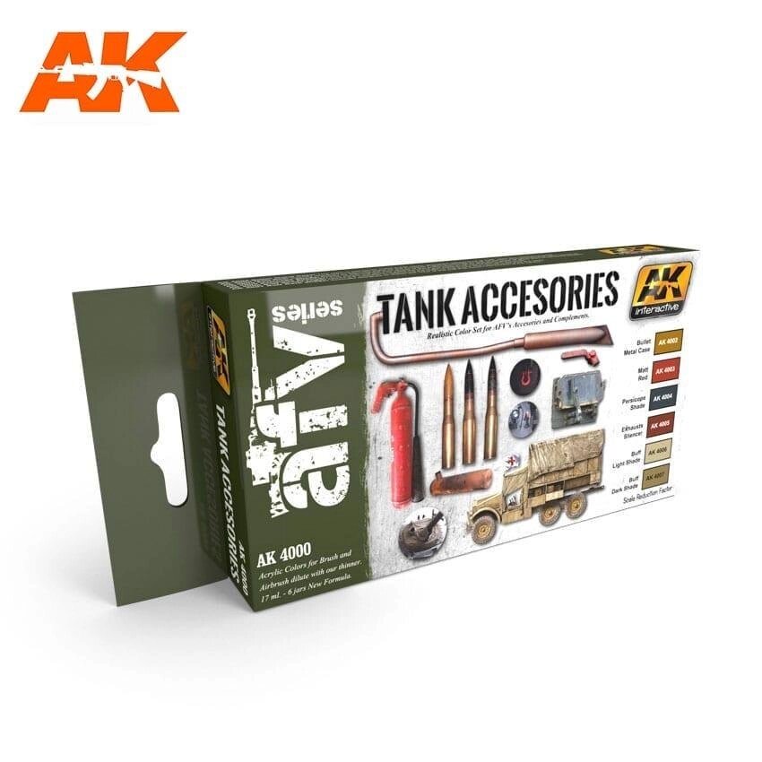 Набір акрилових фарб Танкові аксесуари. AK-INTERACTIVE AK-4000 від компанії Хоббінет - збірні моделі - фото 1