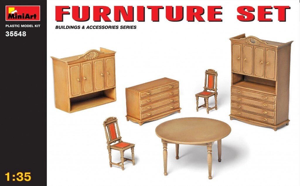 Набір дерев'яних меблів в масштабі 1/35. MINIART 35548 від компанії Хоббінет - збірні моделі - фото 1