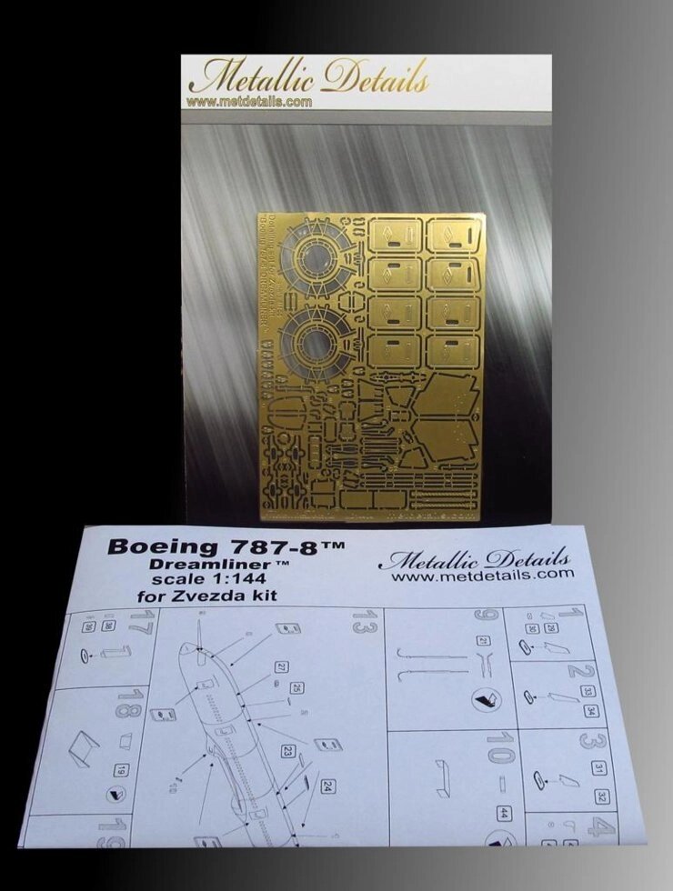 Набір деталювання для моделі Боїнг 787-8 Дримлайнер. 1/144 METALLIC DETAILS MD14404 від компанії Хоббінет - збірні моделі - фото 1