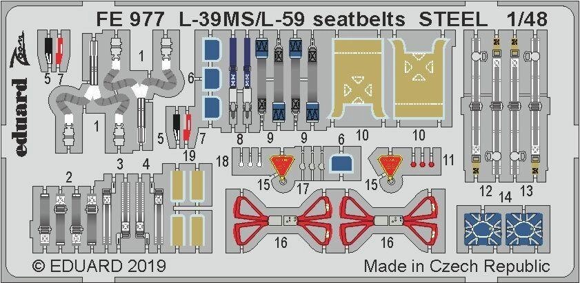 Набір деталювання для моделі L-39MS / L-59 сталеві ремені (TRUMPETER) .1 / 48 EDUARD FE977 від компанії Хоббінет - збірні моделі - фото 1
