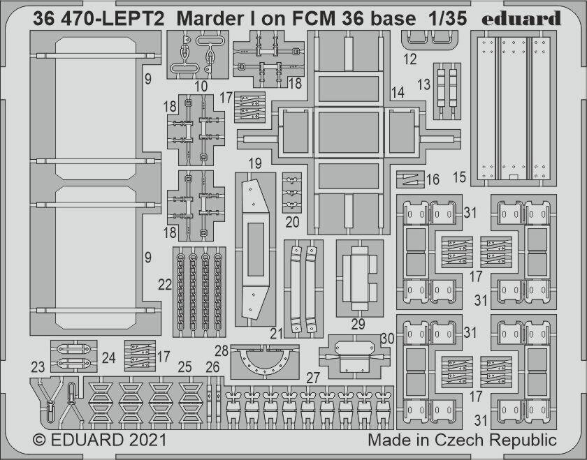 Набір деталювання для моделі Marder I на базі FCM 36 в масштабі 1/35. EDUARD 36470 від компанії Хоббінет - збірні моделі - фото 1