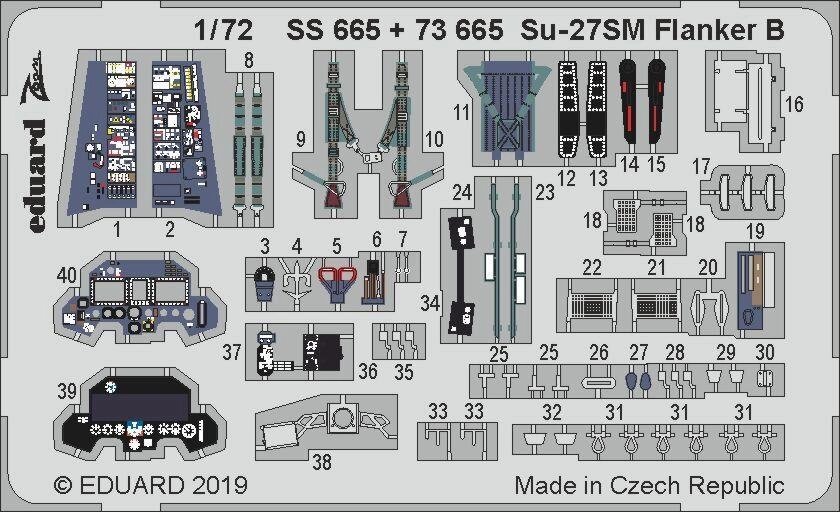 Набір деталювання для моделі Су-27СМ Flanker (ZVEZDA). 1/72 EDUARD 73665 від компанії Хоббінет - збірні моделі - фото 1
