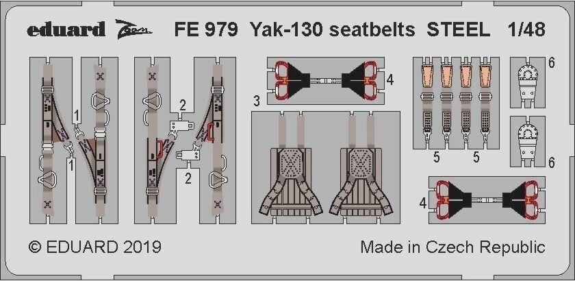 Набір деталювання для моделі Як-130 сталеві ремені (ZVEZDA). 1/48 EDUARD FE979 від компанії Хоббінет - збірні моделі - фото 1