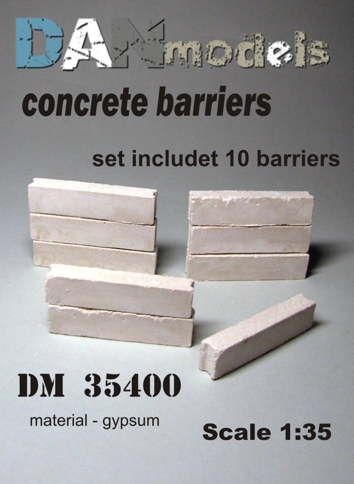 Набір для блок-поста, бетонні загородження в масштабі 1/35 (10 шт.) DANMODELS DM 35400 від компанії Хоббінет - збірні моделі - фото 1
