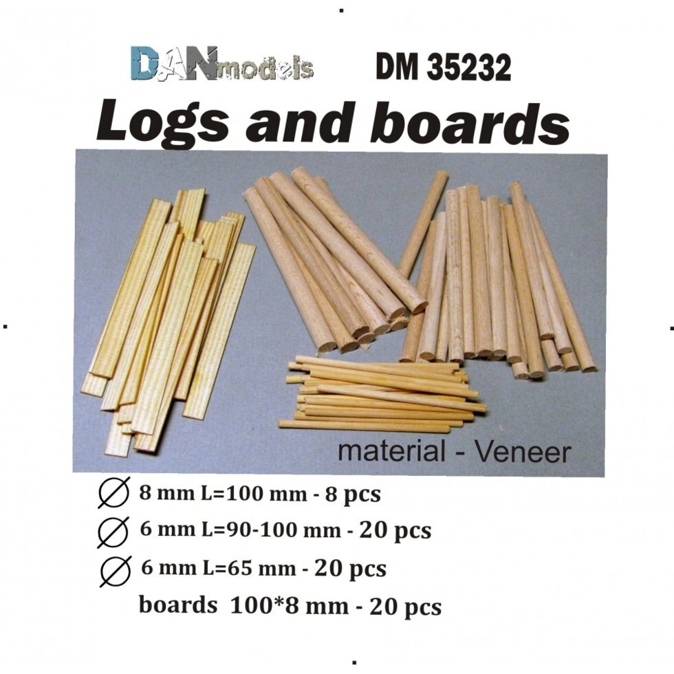 Набір для діорам - колоди і дошки матеріал - шпон, нагель-бук. 1/35 DANMODELS DM35232 від компанії Хоббінет - збірні моделі - фото 1