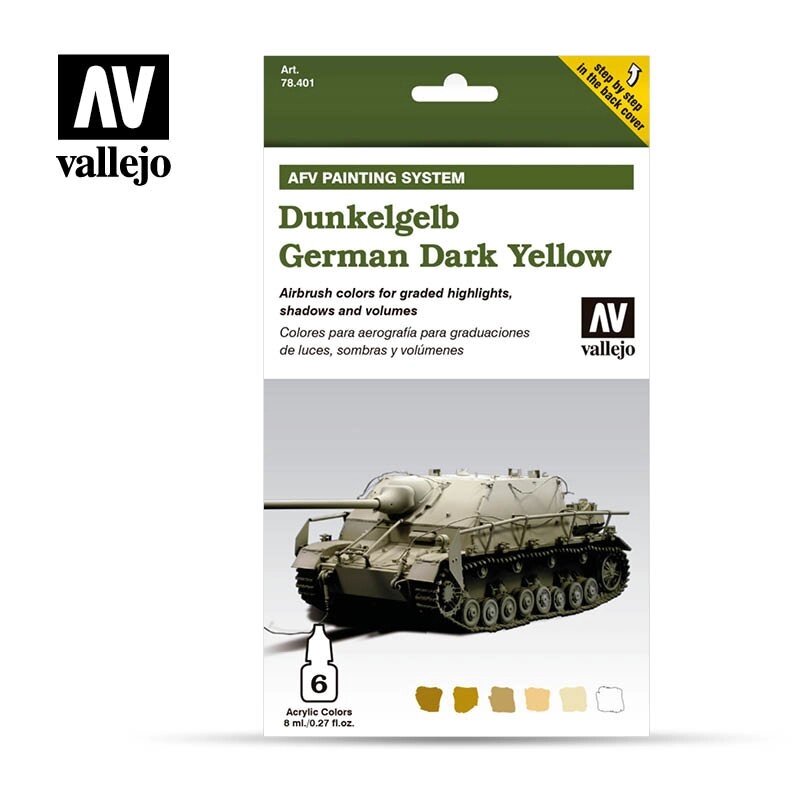 Набір для колірної модуляції Німецький Темно-жовтий, 6 x 8 мл. VALLEJO 78401 від компанії Хоббінет - збірні моделі - фото 1