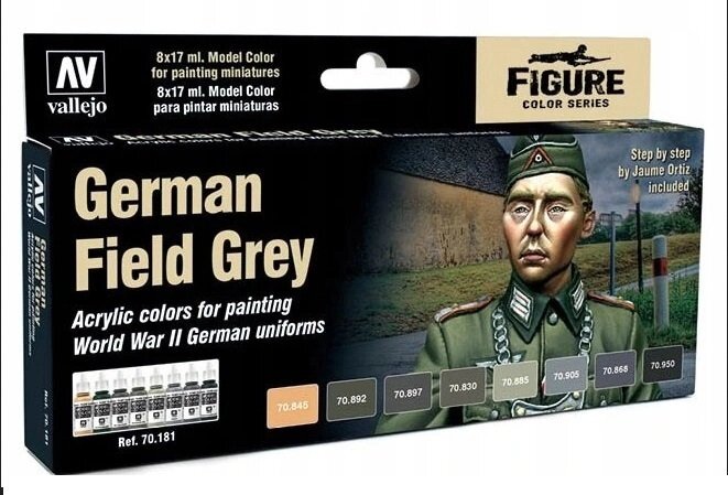 Набір фарб для фігур German Field Grey. VALLEJO 70181 від компанії Хоббінет - збірні моделі - фото 1