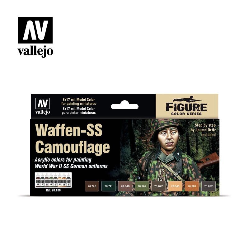 Набір фарб для фігур Waffen-SS Camouflage. VALLEJO 70180 від компанії Хоббінет - збірні моделі - фото 1