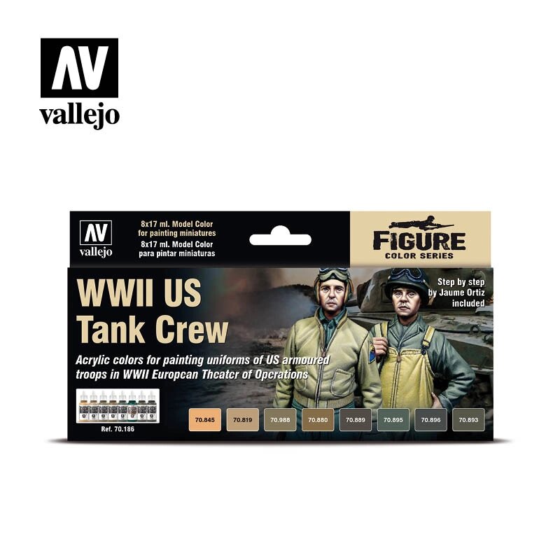 Набір фарб для фігур WWII US Tank Crew. VALLEJO 70186 від компанії Хоббінет - збірні моделі - фото 1
