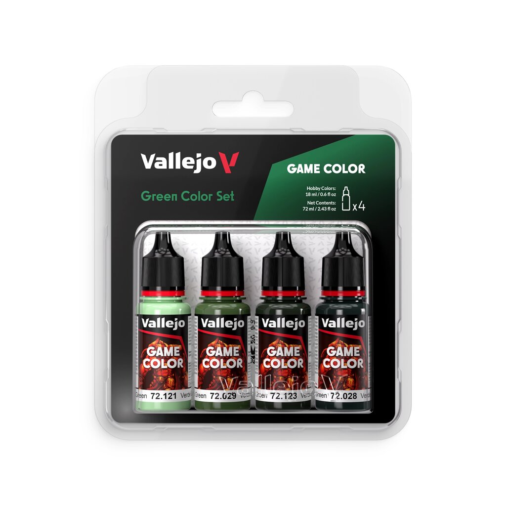 Набір фарб Green Color Set (4x18ml). VALLEJO Game Color 72384 від компанії Хоббінет - збірні моделі - фото 1