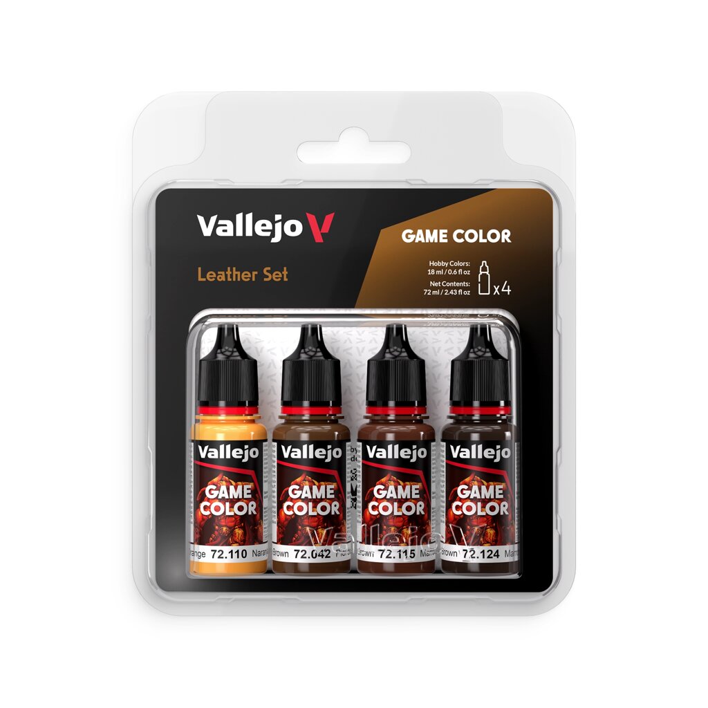 Набір фарб Leather Set (4x18ml). VALLEJO Game Color 72385 від компанії Хоббінет - збірні моделі - фото 1