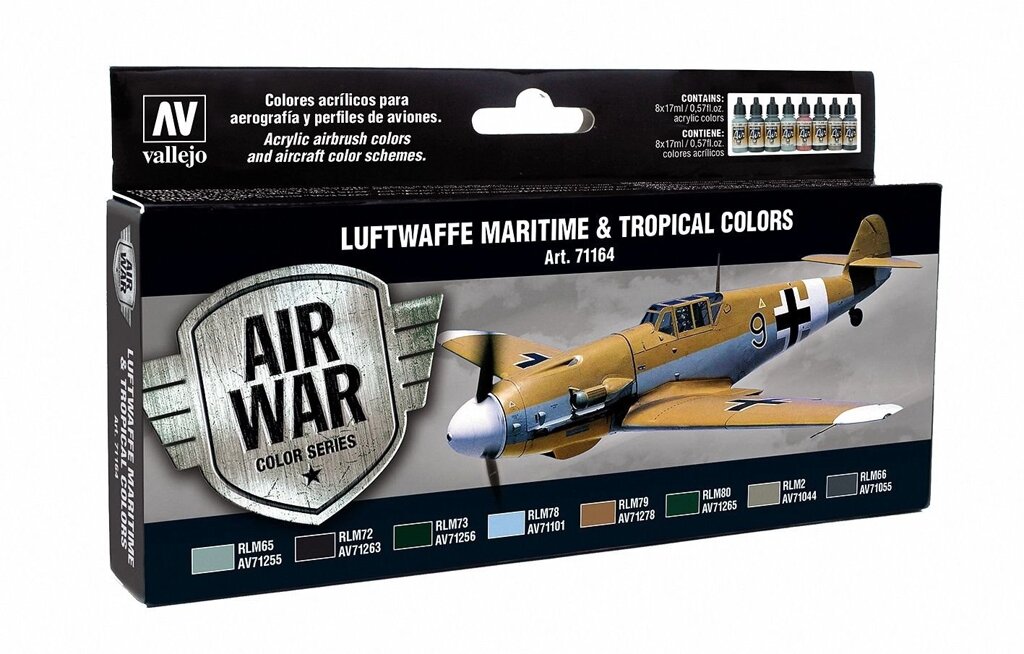 Набір фарб Luftwaffe морської і тропічний кольору. VALLEJO MODEL AIR 71164 від компанії Хоббінет - збірні моделі - фото 1