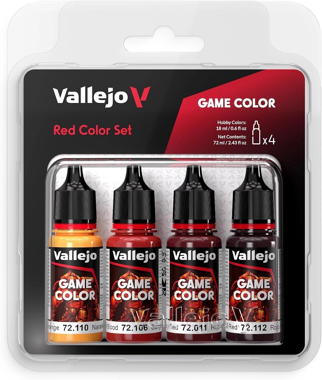 Набір фарб Red Color Set (4x18ml). VALLEJO Game Color 72377 від компанії Хоббінет - збірні моделі - фото 1
