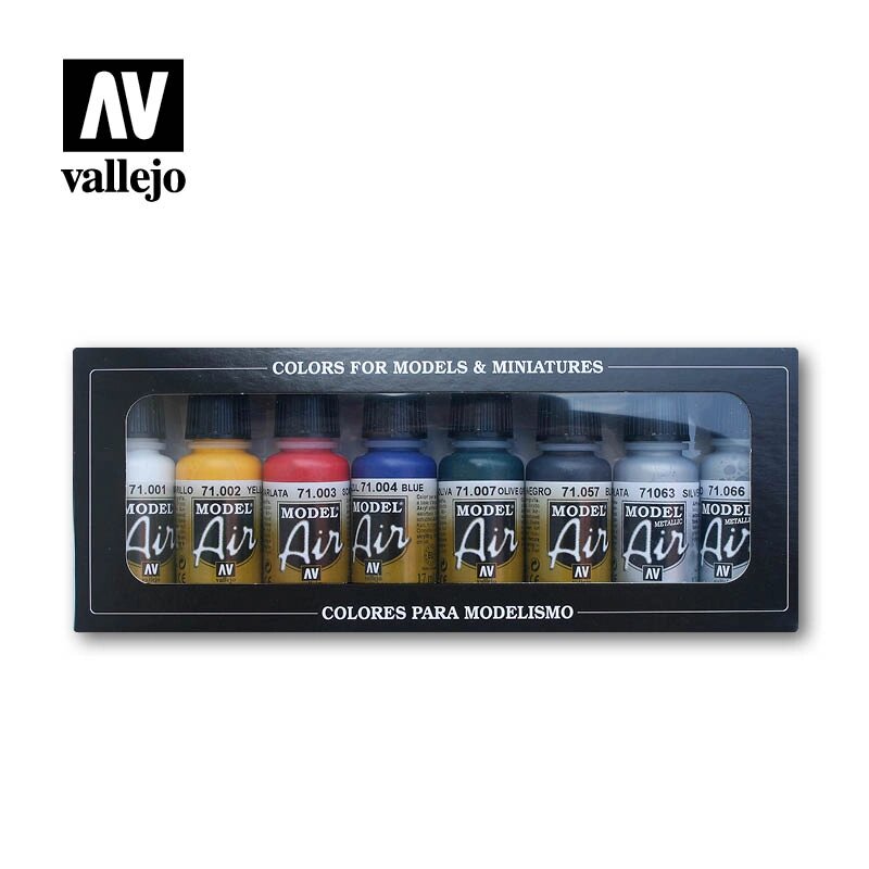 Набір фарби Model Air Основні кольори 8 кольорів. VALLEJO 71174 від компанії Хоббінет - збірні моделі - фото 1