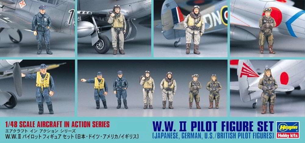 Набір фігур пілотів WWII в масштабі 1/48. HASEGAWA 36007 від компанії Хоббінет - збірні моделі - фото 1