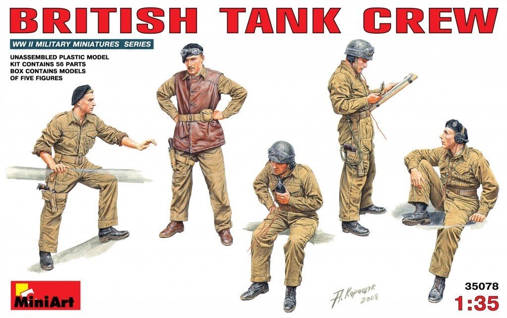 Набір фігур в масштабі 1/35. Британський танковий екіпаж. MINIART 35078 від компанії Хоббінет - збірні моделі - фото 1