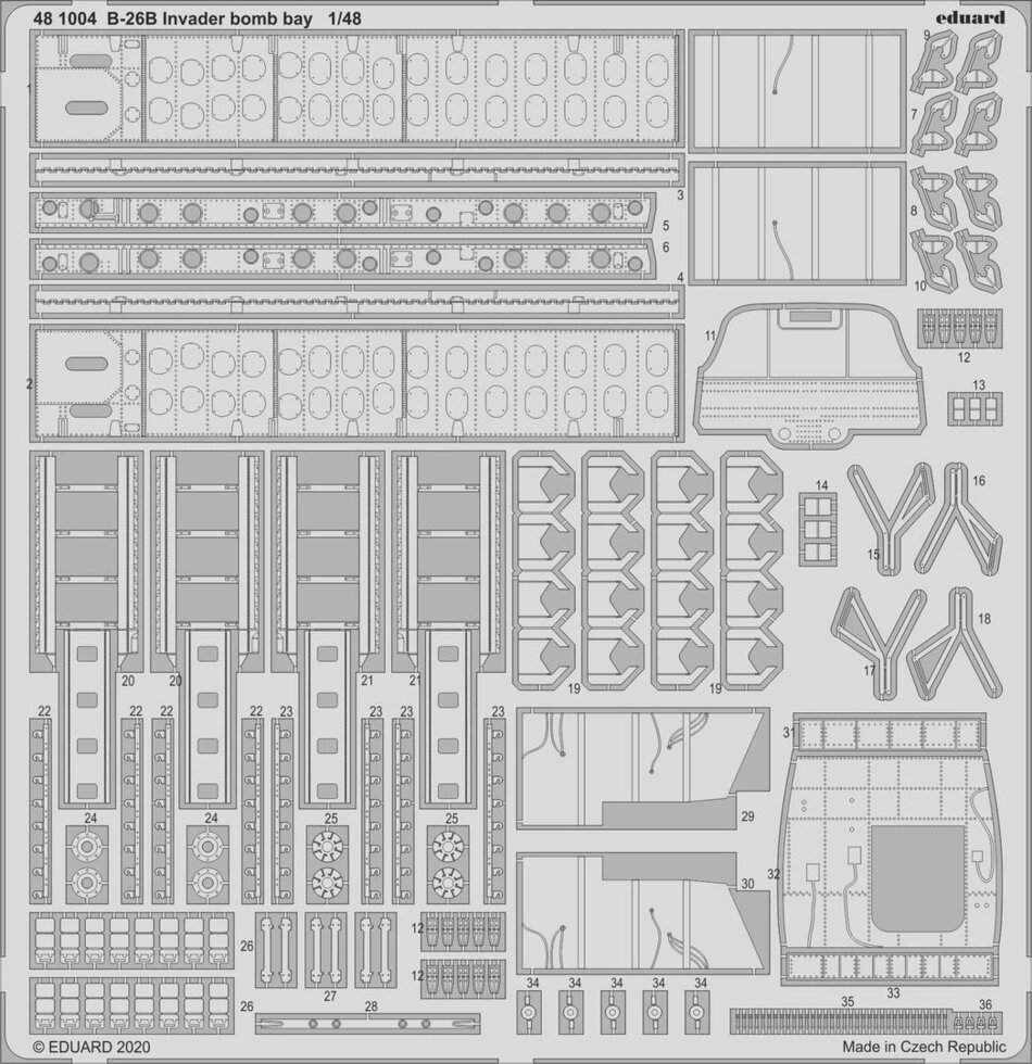 Набір Фототравлення деталей (бомболюк) для моделі літака B-26B Invader (ICM). 1/48 EDUARD 481004 від компанії Хоббінет - збірні моделі - фото 1