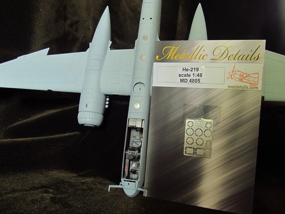 Набір фототравлення для деталировки літака He-219. 1/48 METALLIC DETAILS MD4806 від компанії Хоббінет - збірні моделі - фото 1