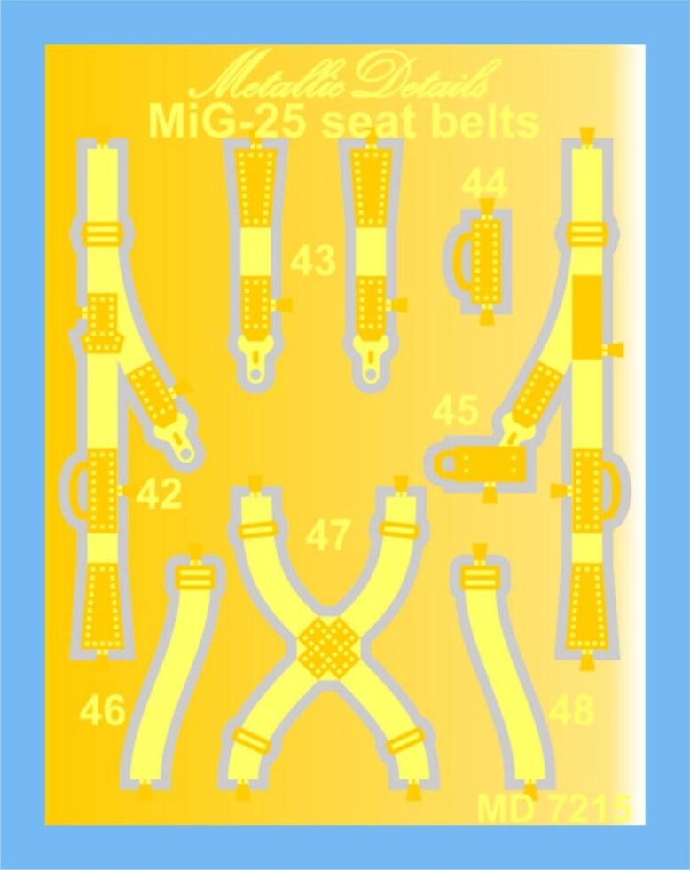 Набір фототравлення для деталировки літака МіГ-25. Ремінь безпеки. 1/72 METALLIC DETAILS MD7215 від компанії Хоббінет - збірні моделі - фото 1