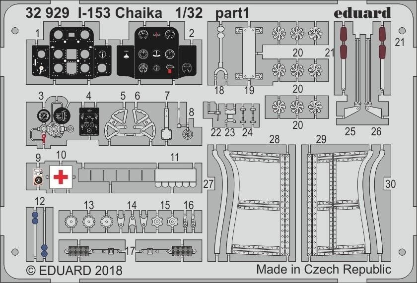 Набір фототравлення для І-153 Чайка. 1/32 EDUARD 32929 від компанії Хоббінет - збірні моделі - фото 1