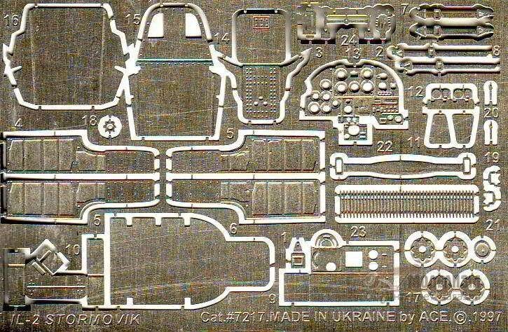 Набір фототравлення для моделі літака Іл-2 (РОДЕН, ТОКО). 1/72 ACE PE7217 від компанії Хоббінет - збірні моделі - фото 1