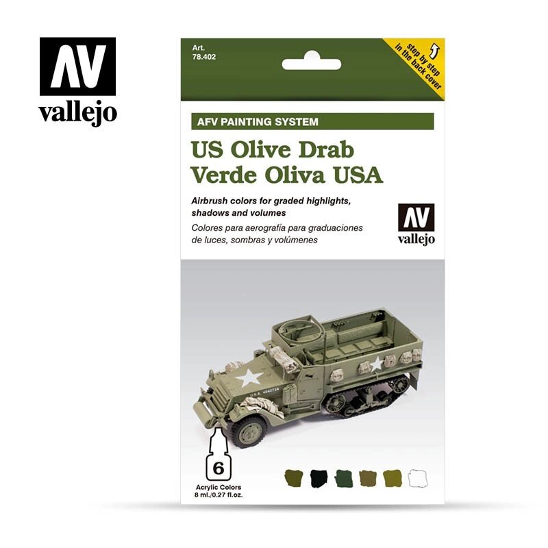 Набір колірної модуляції "US Army Olive Drab". VALLEJO 78402 від компанії Хоббінет - збірні моделі - фото 1