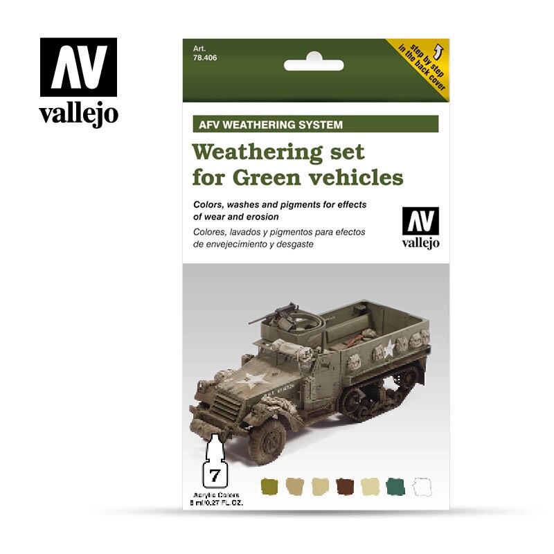 Набір колірної модуляції Вивітрювання для зелених транспортних засобів. VALLEJO 78406 від компанії Хоббінет - збірні моделі - фото 1