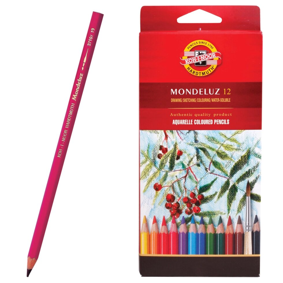 Набір кольорових акварельних олівців Mondeluz 12 шт. KOH-I-NOOR від компанії Хоббінет - збірні моделі - фото 1