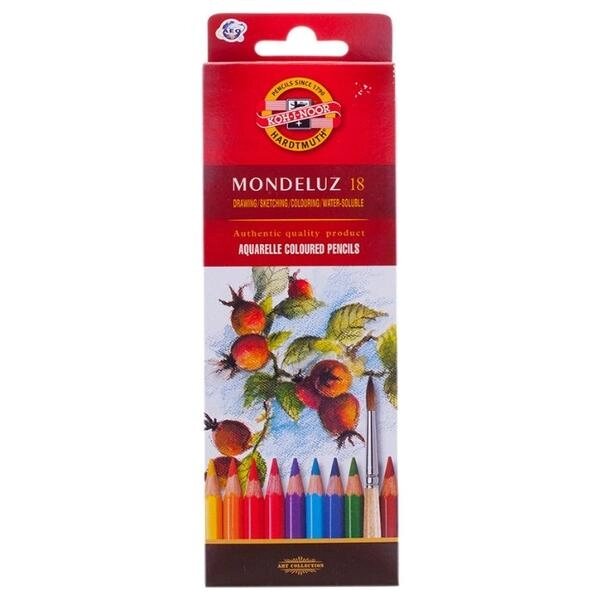 Набір кольорових акварельних олівців Mondeluz 18 шт. KOH-I-NOOR від компанії Хоббінет - збірні моделі - фото 1