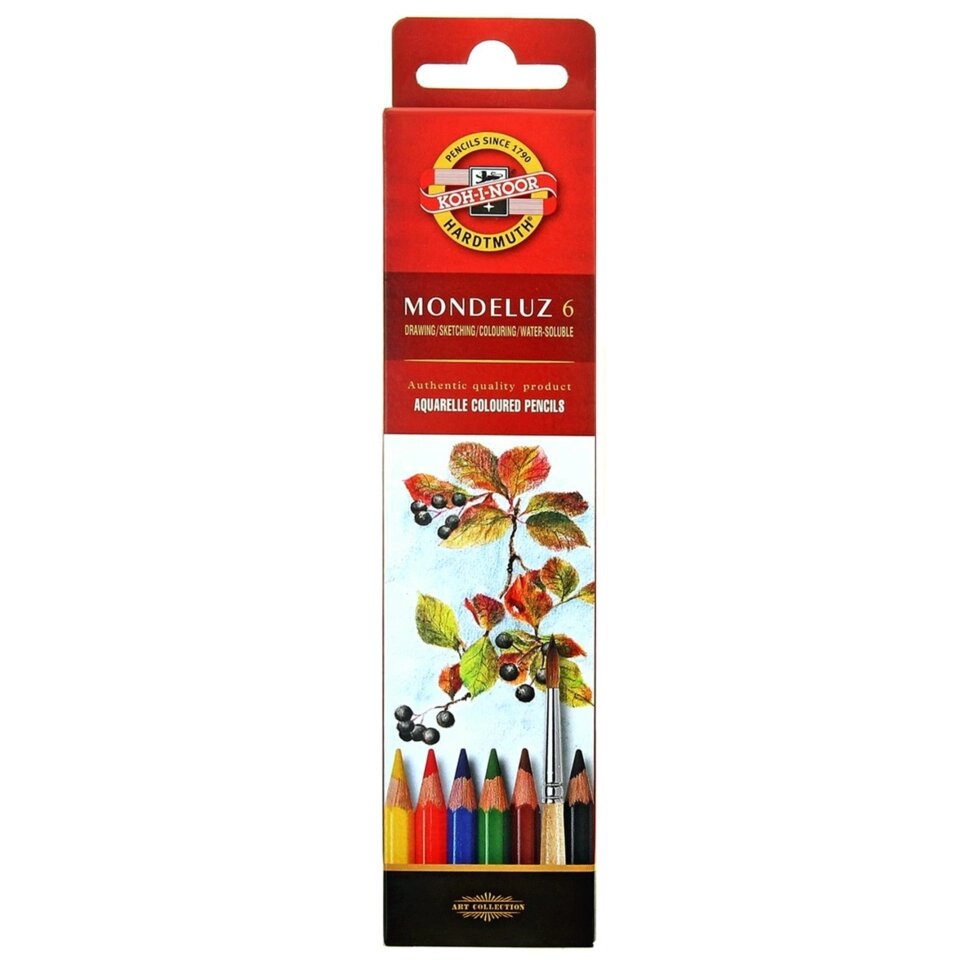 Набір кольорових акварельних олівців Mondeluz 6 шт. KOH-I-NOOR від компанії Хоббінет - збірні моделі - фото 1