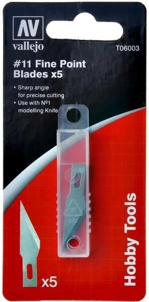 Набір лез №11 (5 штук) для ножа T06006. VALLEJO T06003 від компанії Хоббінет - збірні моделі - фото 1