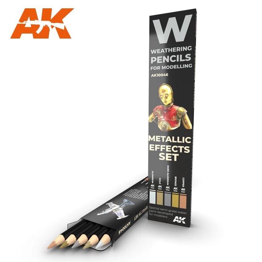 Набір олівців для ефектів "Металіки". AK-INTERACTIVE AK10046 від компанії Хоббінет - збірні моделі - фото 1