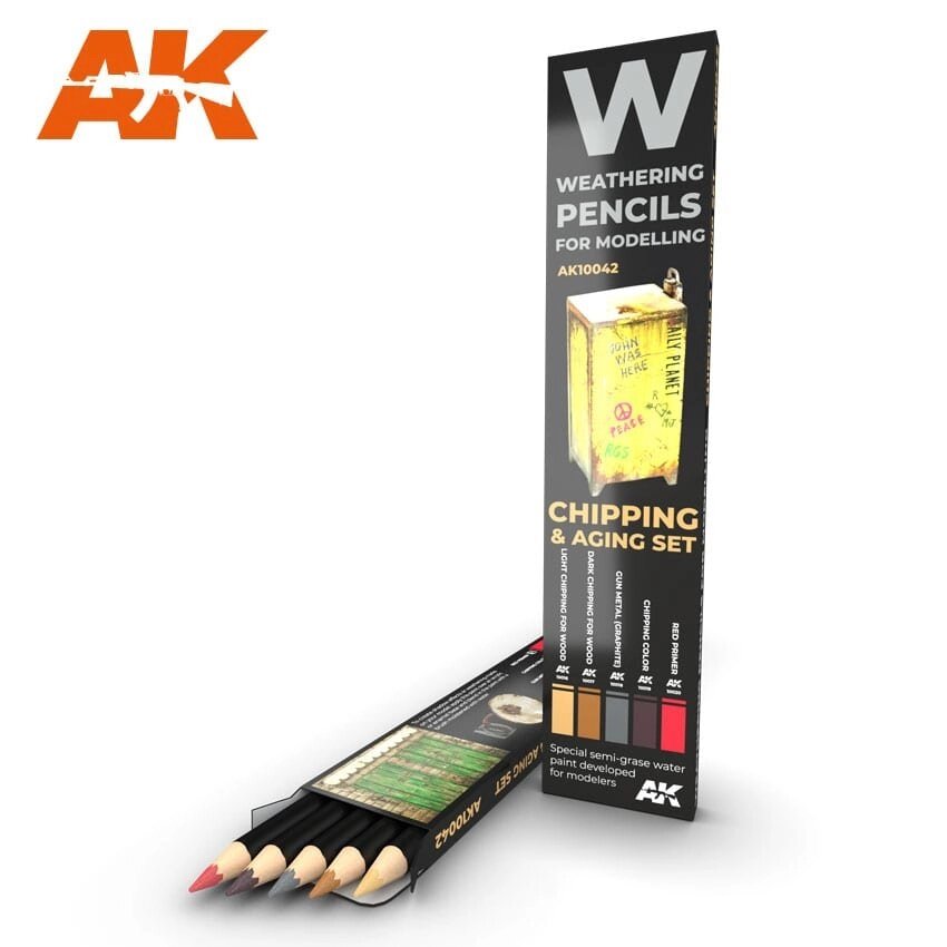Набір олівців для ефектів відколів і старіння. AK-INTERACTIVE AK10042 від компанії Хоббінет - збірні моделі - фото 1