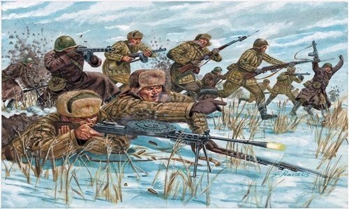 Набір пластикових фігур в масштабі 1/72. Радянська піхота в зимовій формі 1943 рік. ITALERI 6069 від компанії Хоббінет - збірні моделі - фото 1