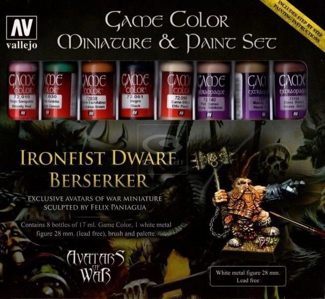 Набір з 8 фарб: Ironfist Dwarf Berserker. VALLEJO 72211 від компанії Хоббінет - збірні моделі - фото 1