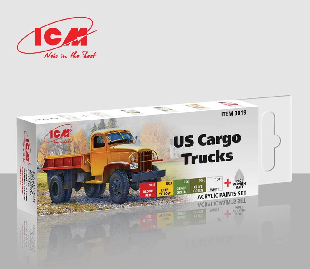 Набор акриловых красок для моделей грузовиков США. ICM 3019 ##от компании## Хоббинет - сборные модели - ##фото## 1
