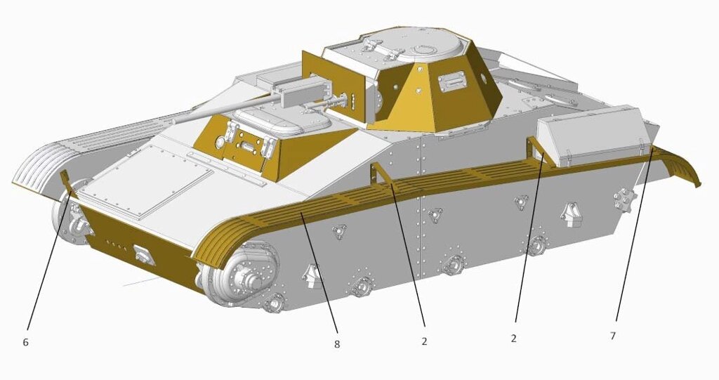 Надгусеничні полки для моделі збірної танка Т-60. ACE PE7269 від компанії Хоббінет - збірні моделі - фото 1